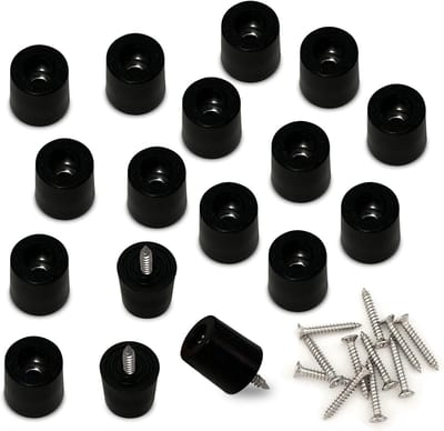 Rubberen Meubelvoetjes - Beschermkussens Vloerbescherming - Meubels Verhoging - Schroefbevestiging Anti-slip - 3x2.5x3cm - Zwart