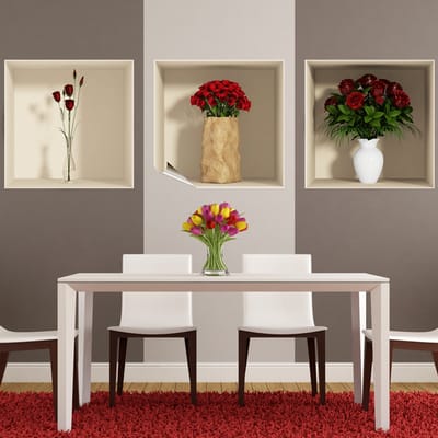 Sticker met 3D-effect: Rode rozen, 40 x 120 cm