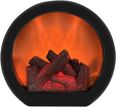 KZQ Decoratieve, vlamloze, draagbare LED-lantaarn/haardlamp met ingebouwde LED's die een houtvuureffect simuleren en een aanraakschakelaar om vlammen te simuleren. Geschikt als kerstdecoratie voor in huis.