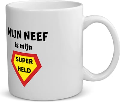 Akyol - mijn neef is mijn superheld koffiemok - theemok - Neef - super held - verjaardag - cadeautje voor neef - neef artikelen - kado - geschenk - 350 ML inhoud