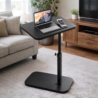 Draaibare bijzettafel - C-vorm tafel - Ruimtebesparend meubel - In hoogte verstelbaar - 45-80 cm hoogte - Zwart