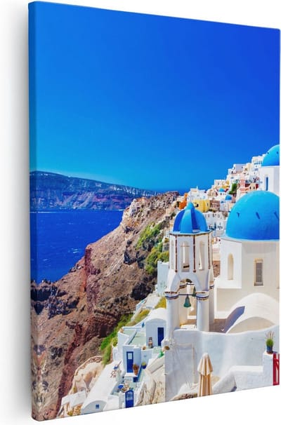 Artaza Canvas Schilderij Santorini - 40x50 cm - Wanddecoratie Zeezicht - Muurdecoratie Griekenland - Kamer Accessoires Woonkamer