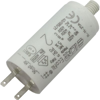 Motorcondensator - Startcondensator - Motoronderhoud - Radiaal ontwerp - 2µF 450V - Zwart