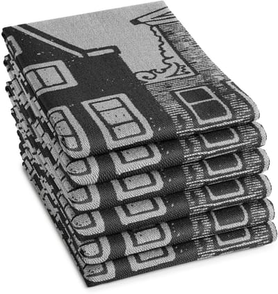 DDDDD - 6x Theedoek - Baxter - 60x65 cm - Zwart - Set van 6 stuks
