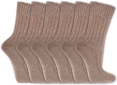 Dikke sokken | Katoenen sokken | Voor de gevoelige huid | Kleur: Bruin | Diverse maten | 6 paar