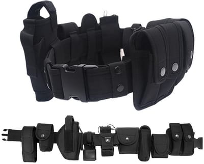 Tactische Riemen - 9-in-1 Riem - Tactische Heupriem Met Zakjes - Militaire Werkuitrusting - Riem - Koppel - Tactische Riem Voor Heren - Geschikt Voor Buitentraining, Wandelen, Patrouille En Beveiligingspersoneel - Zwart