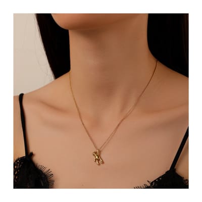 Goudkleurige Ketting - Teddybeer - Roestvrij Staal - Verstelbaar - 40 + 5 cm - Schattige Hanger - Dames