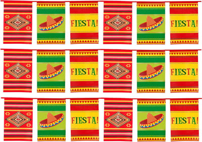 Boland Mexicaanse vlaggenlijn - 3x - 10 meter - kunststof - vlaggentjes - thema mexico
