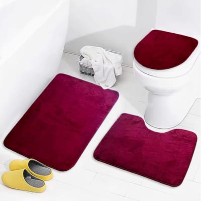Omgoods - Set van 3 Antislip Badmatten met Leren Zool, Wasbaar en Absorberend