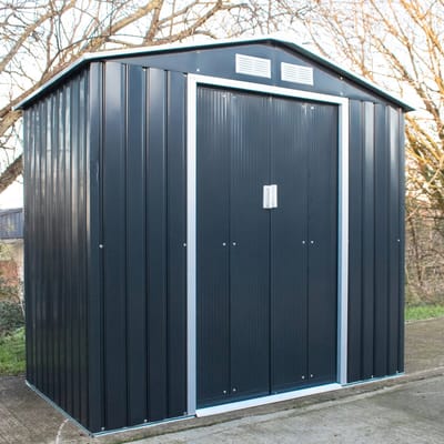 BPS Deluxe Apex Stalen Tuinhuis – 2,1 x 1,2 m – Grijs – Outdoor Tuinopslag – Eenvoudige Montage – Gepoedercoat Staal