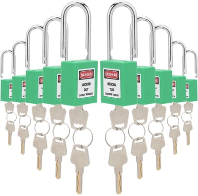 Dailygoods- Veiligheidssloten - 10 Sets - 38 mm - Stalen Vergrendelingsbalk - Lockout/Tagout - Antivervorming - Gemakkelijk te Bedienen - Hangslot