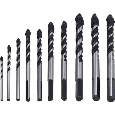 10 Delige Steenboorbits Set Industriële Sterkte Carbide Tips met Opbergkoffer voor Tegel Baksteen Cement Beton