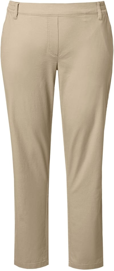 Ulla Popken - Dames - Chino Rena deels elastische tailleband toelopende pijpen - Zachttaupe - Maat 42