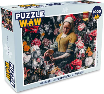 Puzzel Vermeer - Melkmeisje - Bloemen - Legpuzzel - Puzzel 1000 stukjes volwassenen