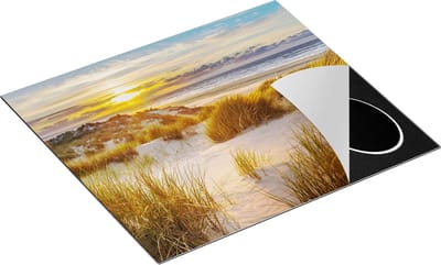 Chefcare Inductie Beschermer Strand en Duinen tijdens Zonsondergang - 60x50 cm - Afdekplaat Inductie - Kookplaat Beschermer - Inductie Mat