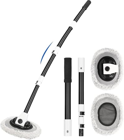 Telescopische Wasborstel - Autoborstel Uitschuifbaar - Voertuigen Reinigen - 90 Graden Draaibaar - 160 cm Lengte - Wit