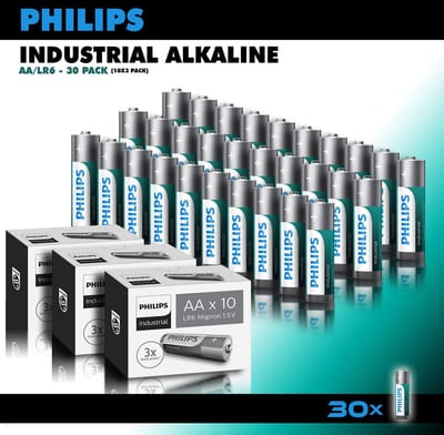Philips Industrial Alkaline batterijen - AA penlite batterijen - voordeelverpakking - 30 stuks