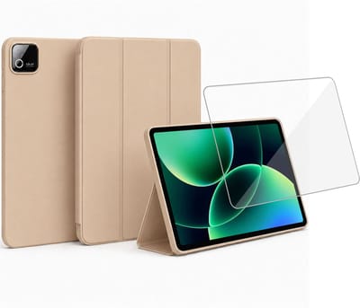 ChiGuard Hoesje & Screenprotector geschikt voor Xiaomi Pad 8 / Xiaomi Pad 8 Pro Hoesje – Gehard Glas - Shock Proof Hoesje – Smart Cover - Goud