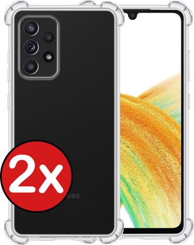 Hoesje - 2 Stuks - Geschikt voor Samsung Galaxy A33 - Sterk & Shockproof - Back Cover - Siliconen Case - Telefoon Hoes Shock Proof - Telefoonhoes - Transparant