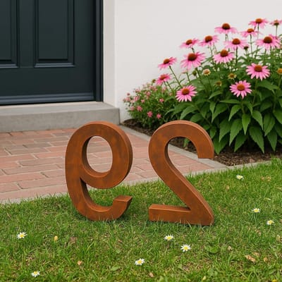 Huisnummer Metaal - Roest Look - Tuin Decoratie - Handgemaakt Ontwerp - H40cm - Roest