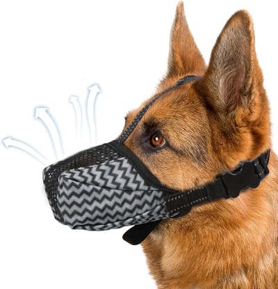 Honden muilkorf - Ademende mand - Veiligheid voorkomen - Luchtdoorlatend gaas - Maat S - Grijs