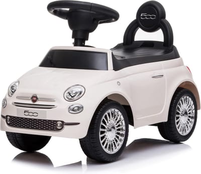 Fiat 500 Kindervoertuig vanaf de leeftijd van 12 maanden, loopauto, ride on, babyauto, loopstoeltje met claxon en motorgeluiden (Wit)