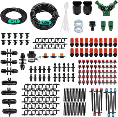 Automatische Irrigatie Set - Tuin Besproeiing - Planten Water Geven - Dubbel Buissysteem - 75 Meter Slang - Zwart
