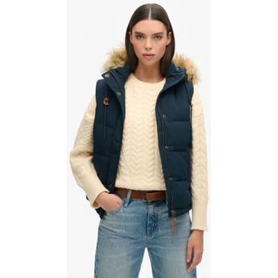Superdry Everest Bodywarmer van Imitatiebont Blauw Grootte: 42