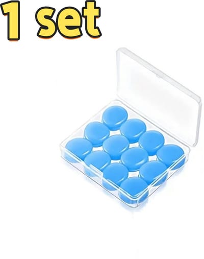 1 set - 12 ronde siliconen oordopjes - voor kinderen, volwassenen en om mee te slapen - super geluidsisolatie - ruisonderdrukking - geschikt om mee te slapen, voor volwassenen en kinderen - 6,5*5*1,3 cm - lichtblauw