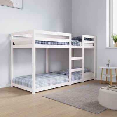 Stapelbed Hout - Kinderbed Dubbel - Ruimte Besparen - Massief Grenenhout - 75x190 cm - Wit