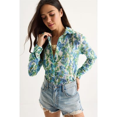 Gelaagde Bloemenprint Knopshirt