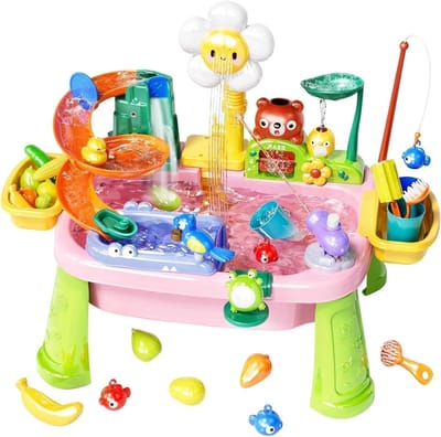 Watertafel Kinderen - Zandspeelgoed Tafel - Buiten Spelen - Elektrische Kraan - 59x33x42cm - Roze