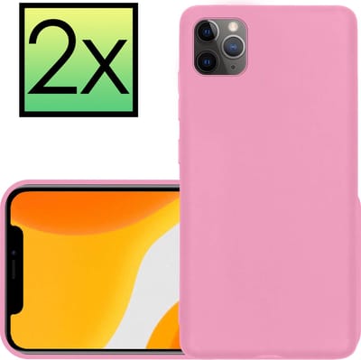 Hoesje - 2 Stuks - Geschikt voor Apple iPhone 11 Pro - Sterk & Shockproof - Case Siliconen - Back Cover - Telefoon Hoes - Lichtroze