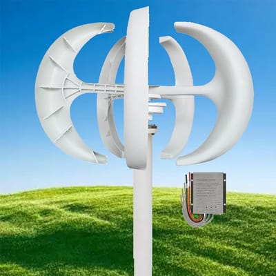 Windturbine Generator - Energie Opwekker - Duurzame Energie - 5 Bladen - 72x24x24 cm - Wit