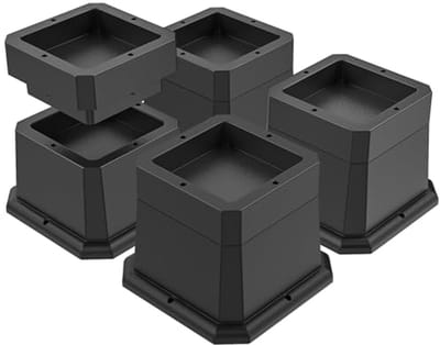 Bedverhogers 6,5 cm - Verstelbare meubelverhogers voor meubels zoals bedden en tafels - 4 stuks zwart