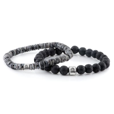 Kralen Armband Heren Chase Black – DTCH.FIT - 8mm Lava en 6mm Labradoriet – One size