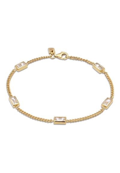 KUZZOI - Armband - Armband Heren Rechthoek Pantserketting Topaas Smaragdgeslepen Wit 925 Sterling Zilver Geschenken voor Mannen 21 cm - Heren