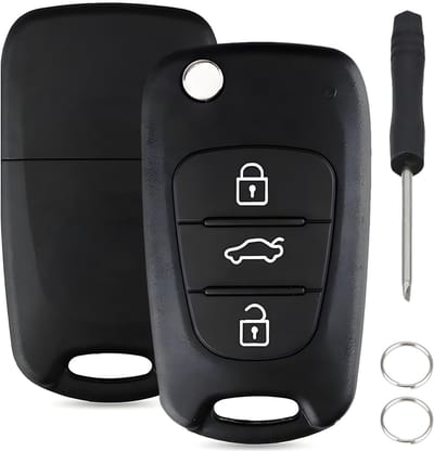 Dailygoods- Autosleutel Behuizing Hoogwaardige Kunststof - Vervangend voor Hyundai/Kia - 3 Knoppen - Schokbestendig - Duurzaam - Antislip - Sleutelbehuizing