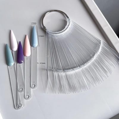 50 Stuks Vierkante Nagel Swatch Sticks Met Metalen Splitring, Nagellak Kleur Swatch Sticks Met Ring - Transparante Waaier Vormige Kleur Display Nagel Salon Benodigdheden