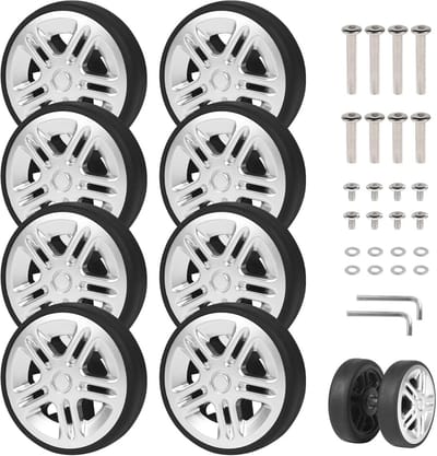 Set van 8 Reservewielen voor Koffers - Duurzame Rubber en Metalen Assen voor Geschikte Vervangingen
