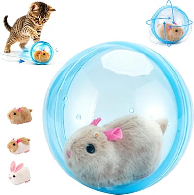 Namajunas - Kattenspeelgoed - Kattenspeeltjes - Zelfrollende interactieve kattenbal - Pluche Speelmuis - Automatische bewegende rollende bal voor huisdieren - Voor katten & kleine honden - Realistisch dier