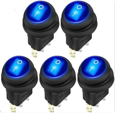 Dailygoody - 5 Stuks Rocker Switches 12V 20A Met Blauw LED Indicator Voor Auto's