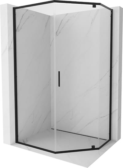 Mexen Exo vijfhoekige draaibare douchecabine 90 x 80 , transparant, zwart - 812-090-080-70-00