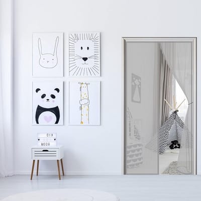 Magnetische Hordeur Grijs 95 x 240 cm Automatisch Sluitend Vliegengaas