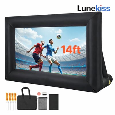 Lunekiss Opblaasbaar Projectiescherm 14FT – 16:9 Buitenbioscoop met 120W Luchtblazer