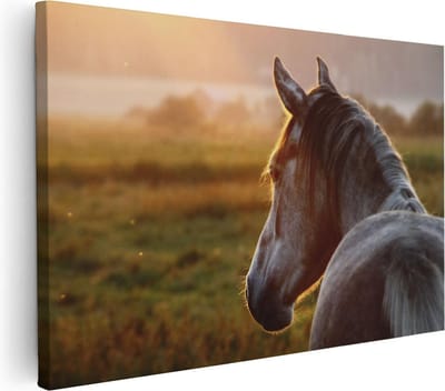 Artaza Canvas Schilderij Paardenkop - 30x20 cm - Klein - Wanddecoratie Woonkamer - Muurdecoratie Dierenkop - Kamer Accessoires