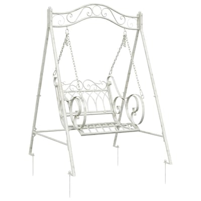 vidaXL - Schommelbank - Staal - 113 - x - 121,5 - x - 168 - cm - Antiek - wit