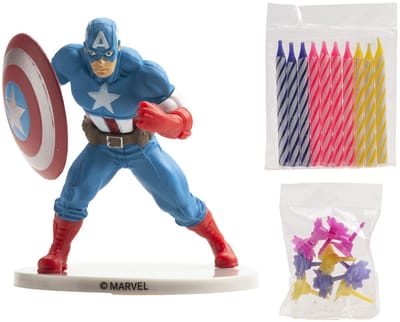 Dekora Captain America Cake Topper & Candles pk/10