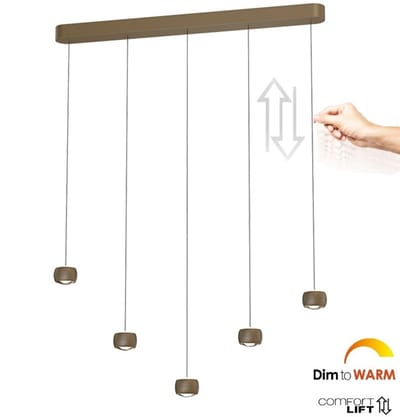 Freelight - Hanglamp Cosmo 5 lichts L 120 cm comfortlift brons goud