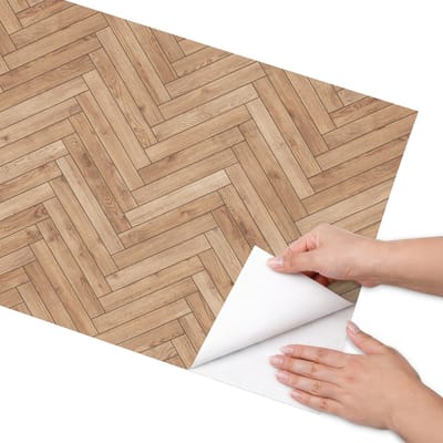Coloray Meubel Wrap Folie - Bruin Meubelfolie - 50x100 cm - Meubelfolie Zelfklevend Visgraathout - Wrapfolie Keuken - Klassiek Meubelfolie - Decoratiefolie - Tafeldecoratie - Texturen